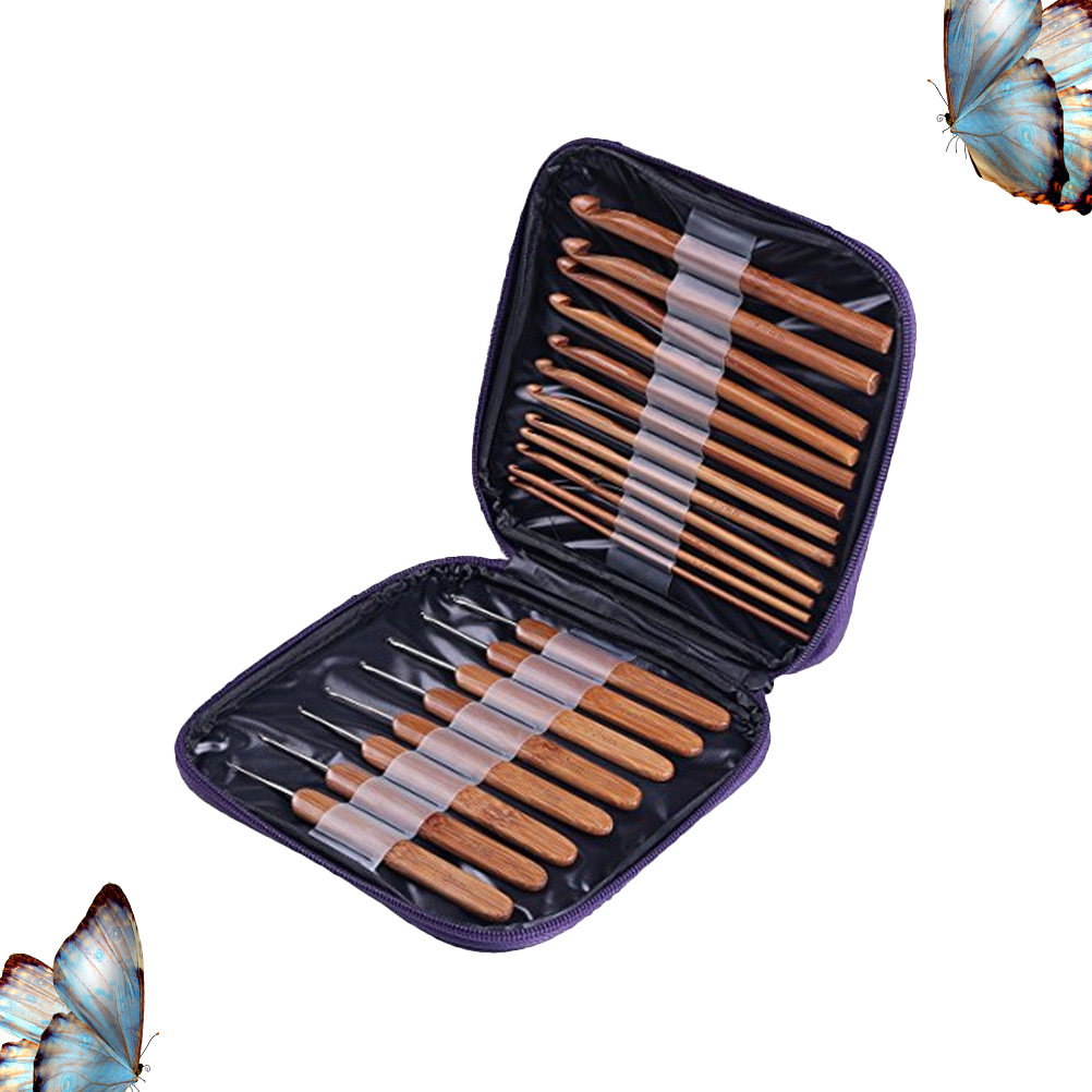 Wooden Crochet Hooks Ergonomic Handle - 1Set Bamboo Wood Crochet Hook Ergonomic