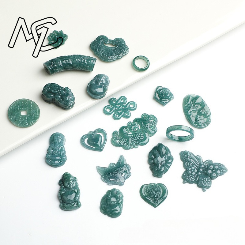 2PC Natural Blue Water Jadeite - Beading 评论和价格