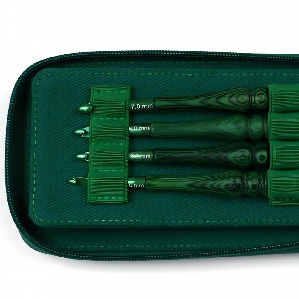 Crochet Hook Set Green Synthet - Wooden Crochet Hooks Ergonomic Handle 评论和价格