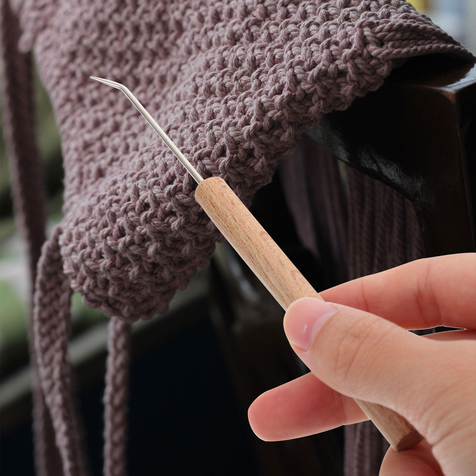 1Pcs Crochet Hook Wooden Handl - Wooden Crochet Hooks Ergonomic Handle 评论和价格