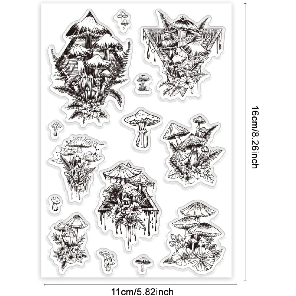 Mushroom Clear Stamp, Plant Si - Clear Silicone Stamps For Card Making 评论和价格