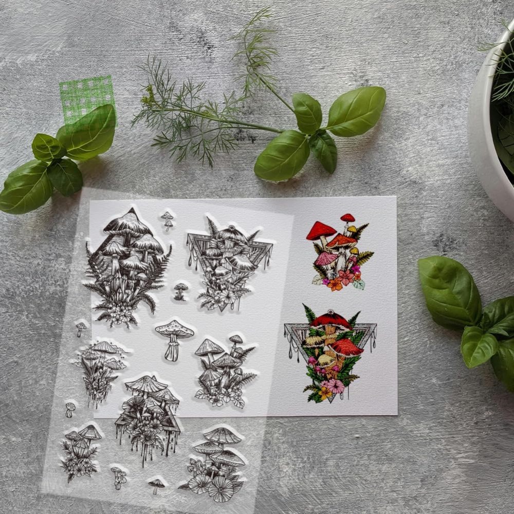 Mushroom Clear Stamp, Plant Si - Clear Silicone Stamps For Card Making 评论和价格