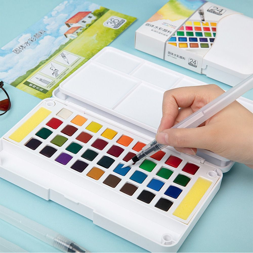 12/18/24/36 Colors Solid Water - Watercolor Paint Set Solid Pigment 评论和价格